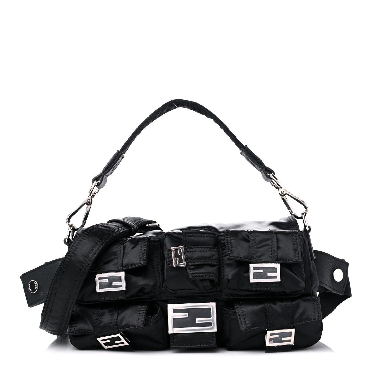 Econyl Cuoio Romano Multipocket Baguette Black