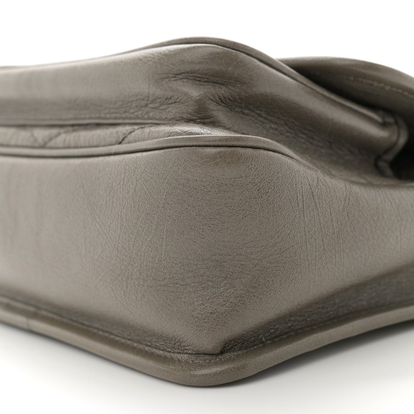 Crinkled Calfskin Matelasse Monogram Baby Niki Chain Satchel Grey Kaki