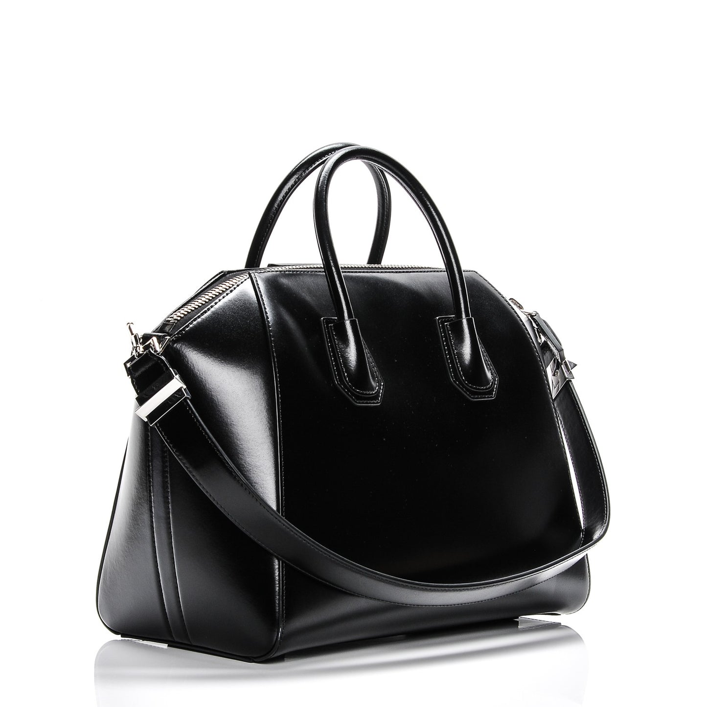 Shiny Lord Calfskin Medium Antigona Black
