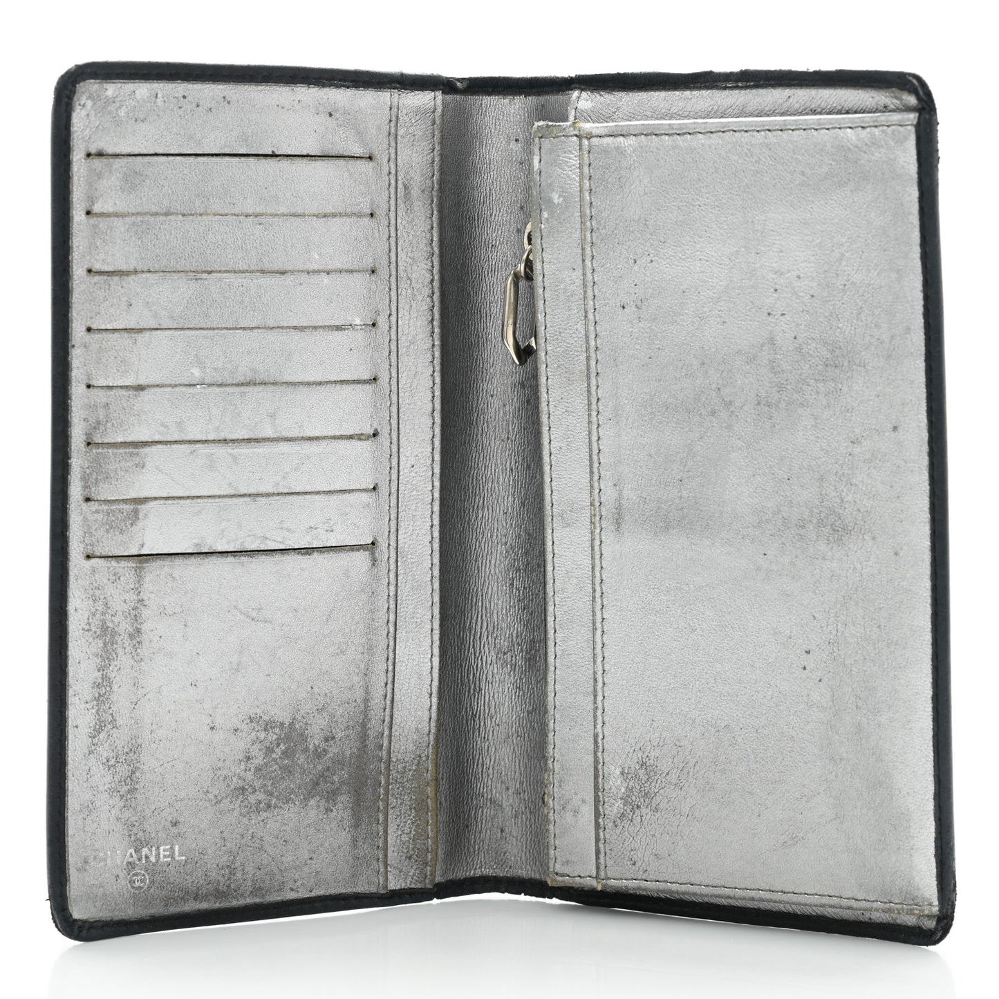 Lambskin Vertical Quilted Mademoiselle Yen Wallet Black
