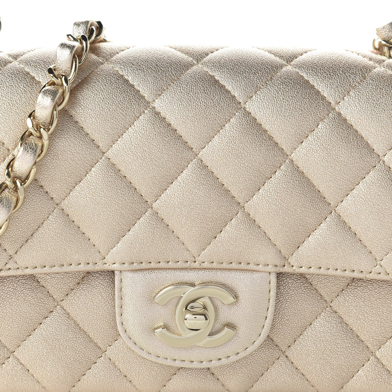 Chanel Metallic Lambskin Quilted Mini Rectangular Flap Gold 10 of 10