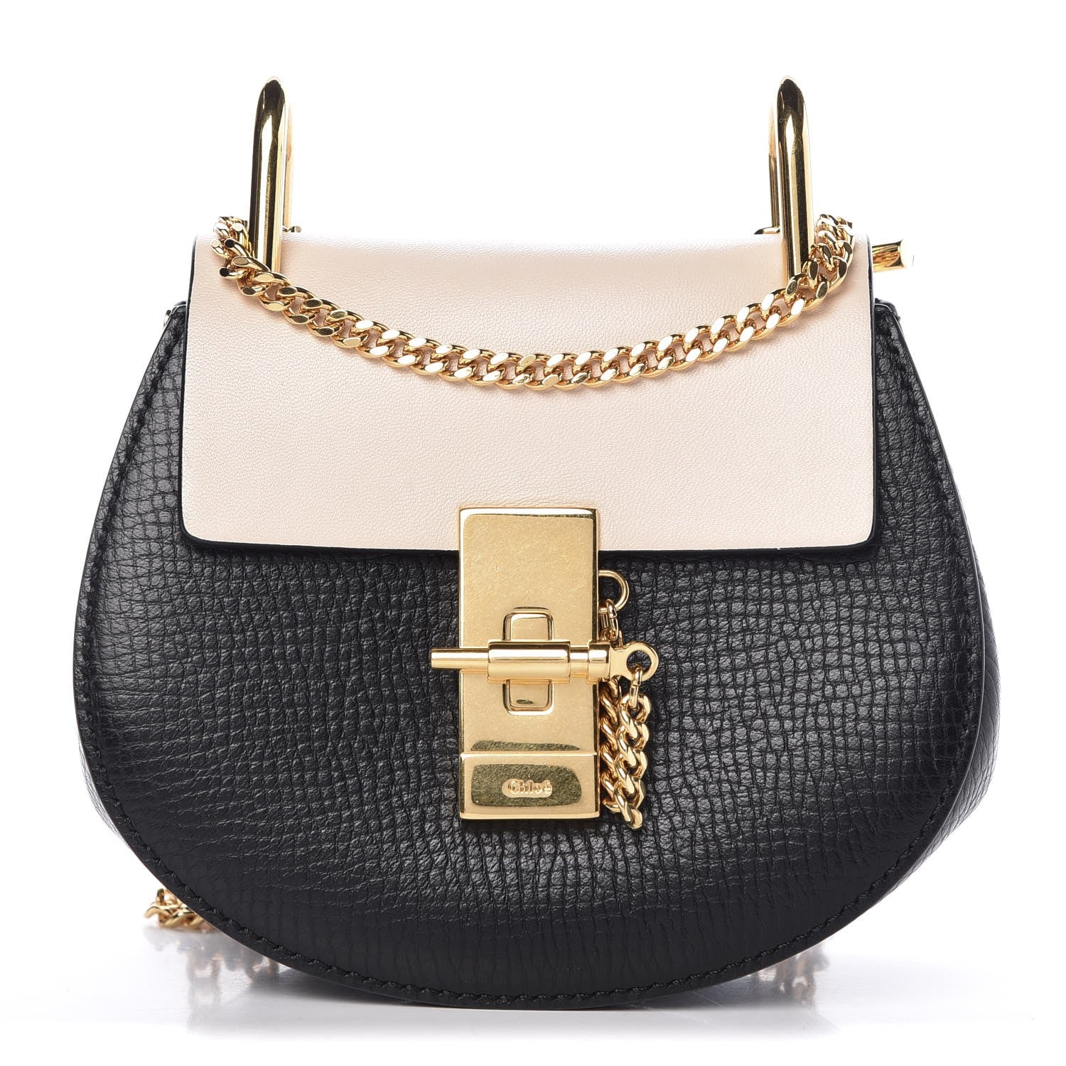 Chloe Textured Calfskin Lambskin Nano Drew Shoulder Bag Black 1 of 7