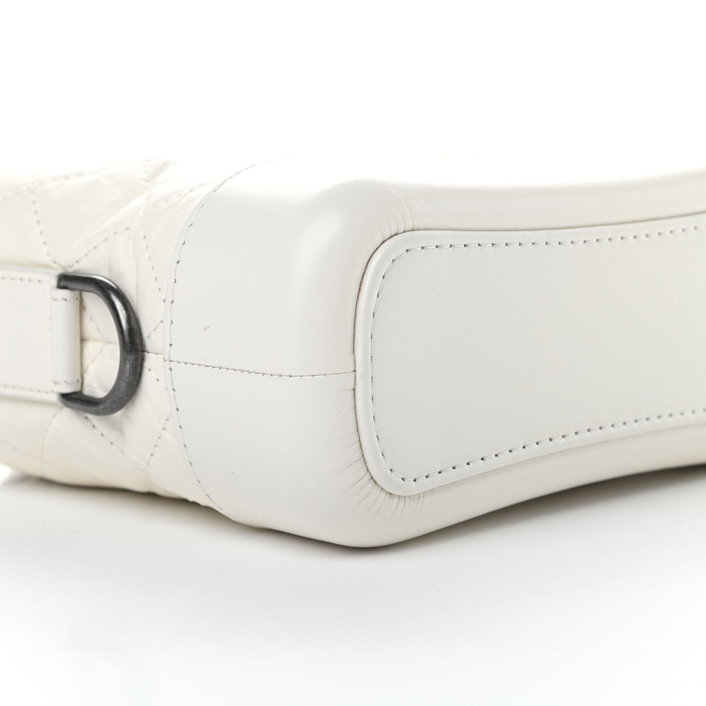 Aged Calfskin Quilted Small Gabrielle Hobo White