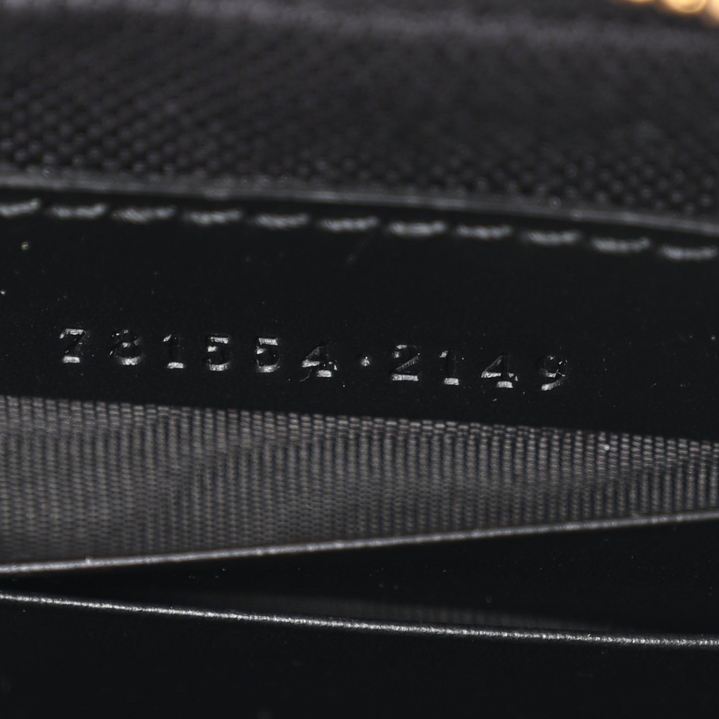 Calfskin GG Super Mini Debossed Chain Wallet Black