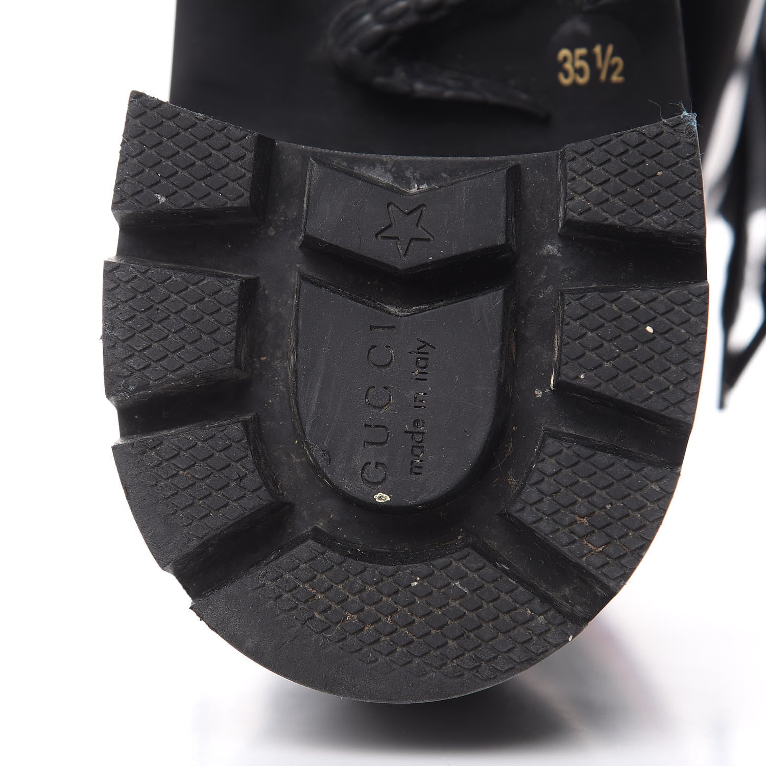 Gucci Calfskin Sylvie Web Lace Up Combat Boots Black 35.5 Black 6 of 12