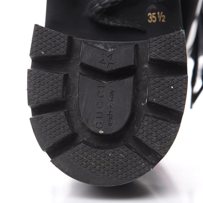 Gucci Calfskin Sylvie Web Lace Up Combat Boots Black 35.5 Black 6 of 12