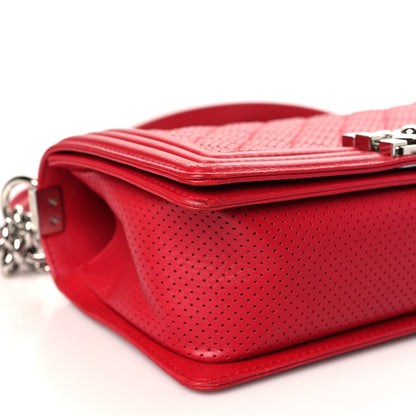 Chanel Perforated Lambskin Quilted Medium Boy Flap Dark Pink 8 of 9