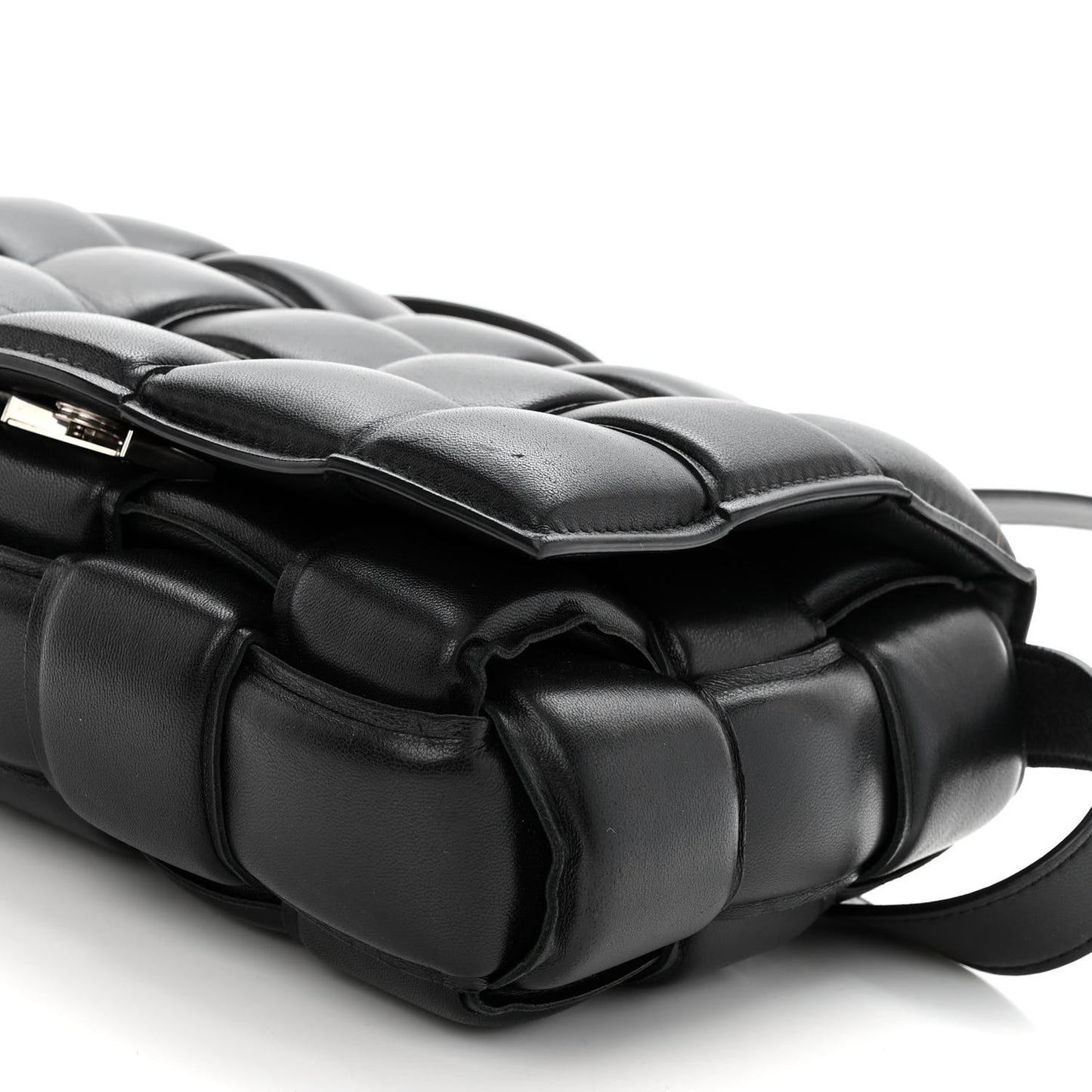 Nappa Maxi Intreccio Padded Cassette Crossbody Bag Black