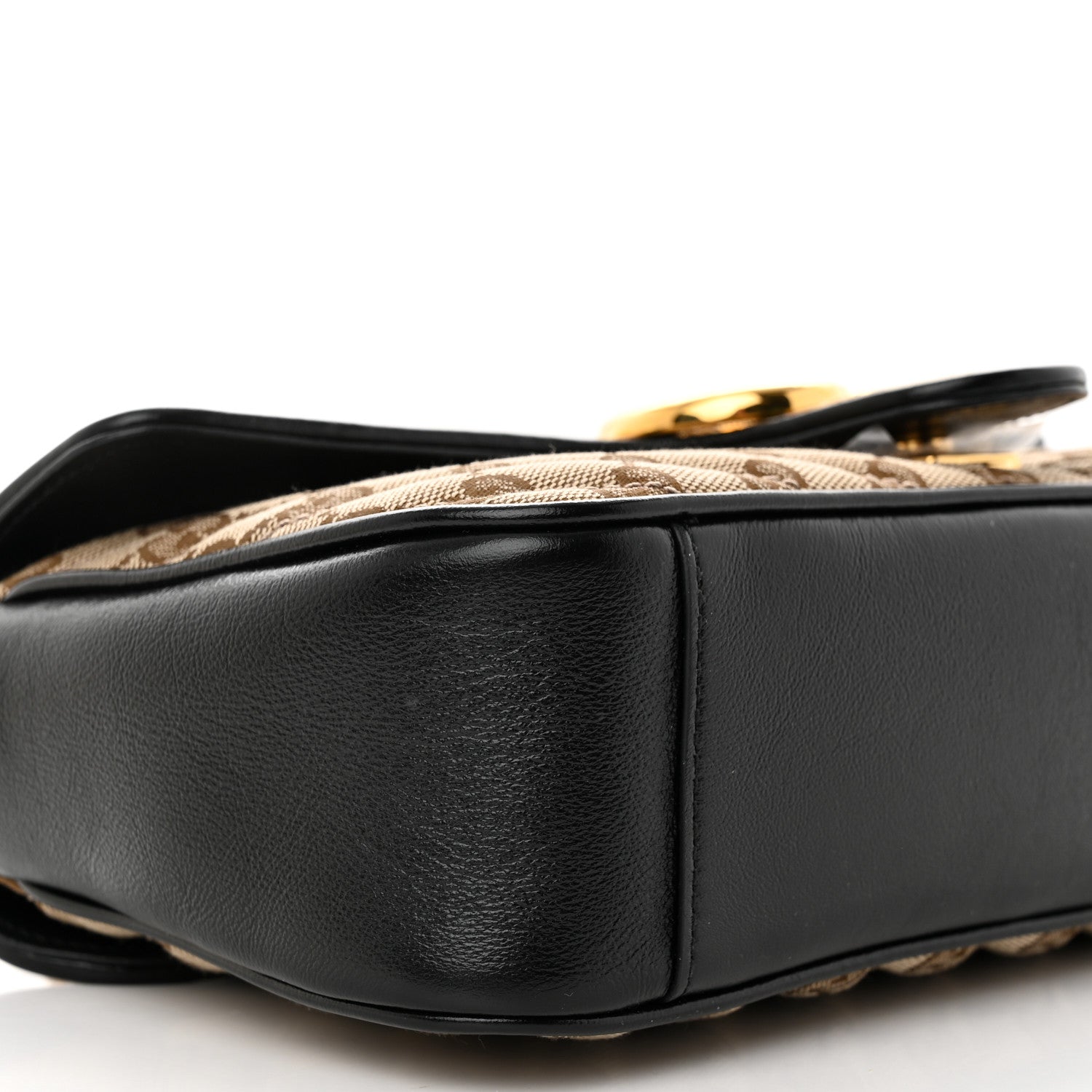 Gucci Monogram Matelasse Diagonal Small GG Marmont Shoulder Bag Beige Black 9 of 10