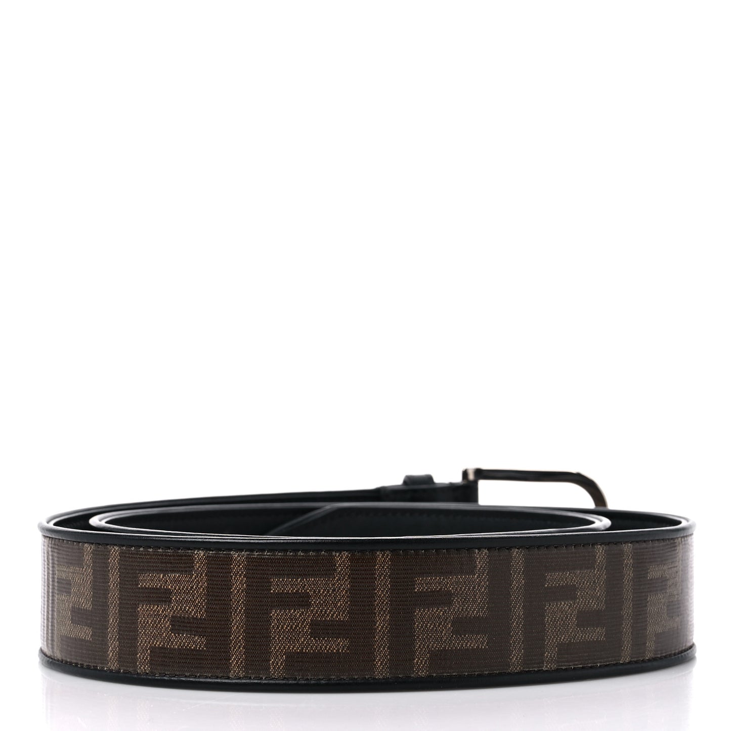 Glazed Fabric Vitello Century FF 1974 Belt 105 42 Mogano Panna Black