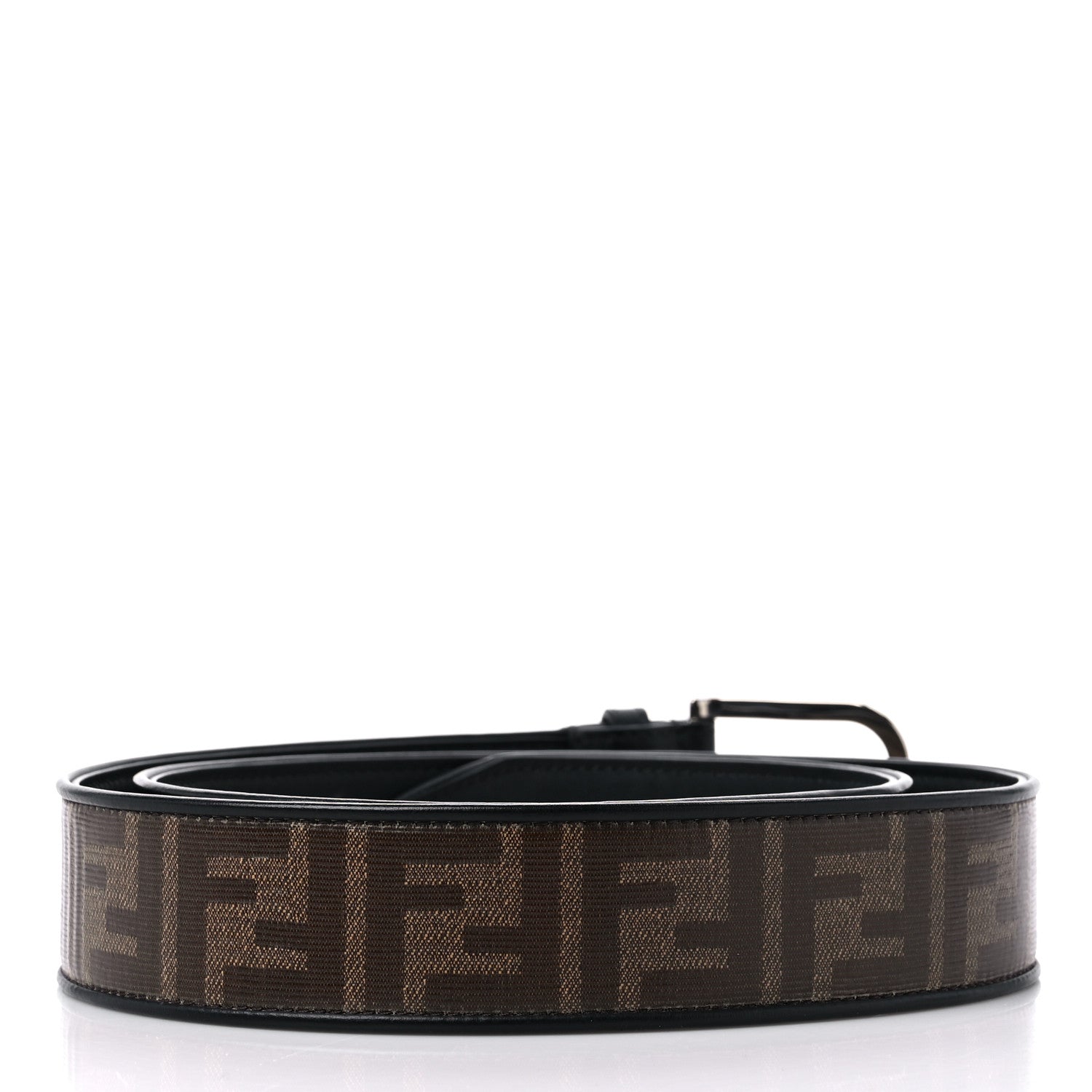 Fendi Glazed Fabric Vitello Century FF 1974 Belt 105 42 Mogano Panna Black 2 of 6