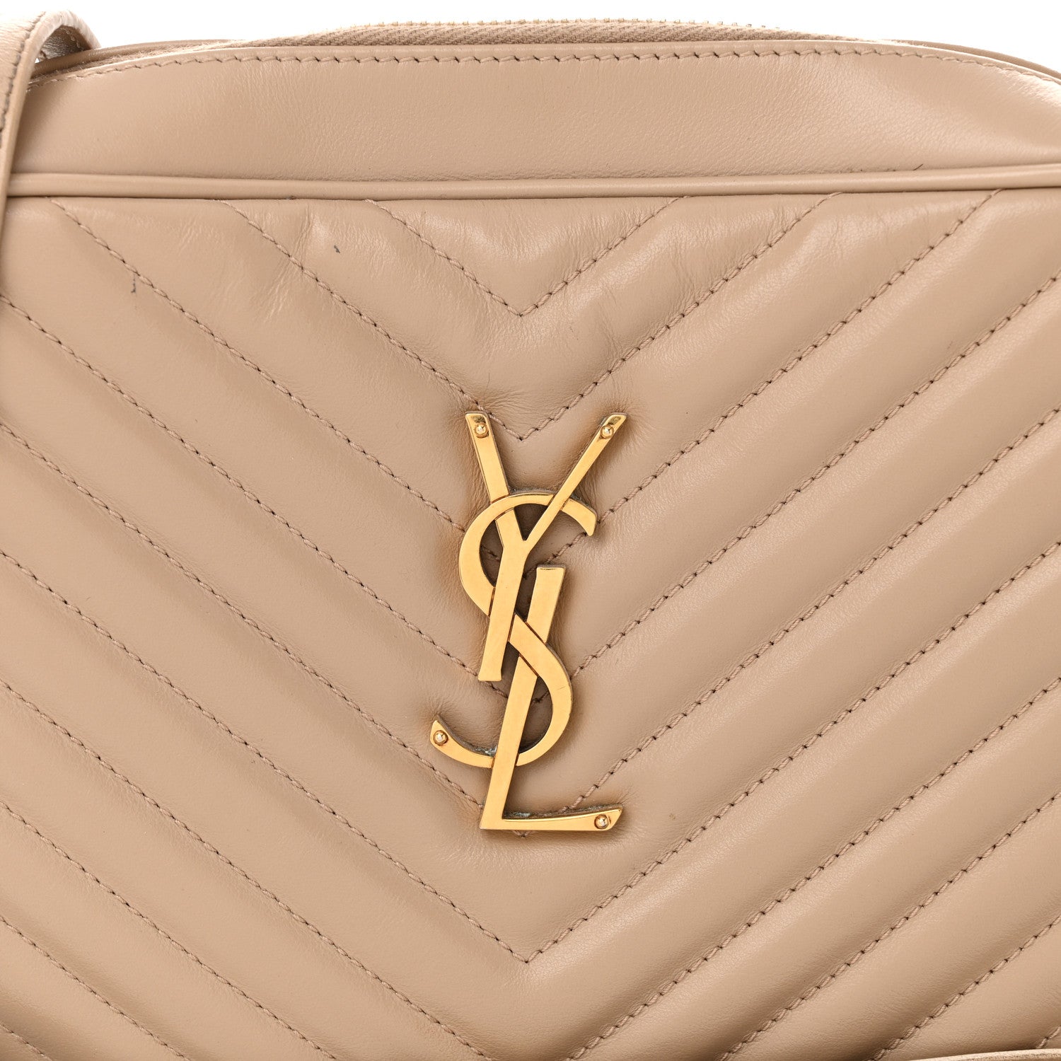 Saint Laurent Calfskin Matelasse Monogram Lou Camera Bag Dark Beige 8 of 13