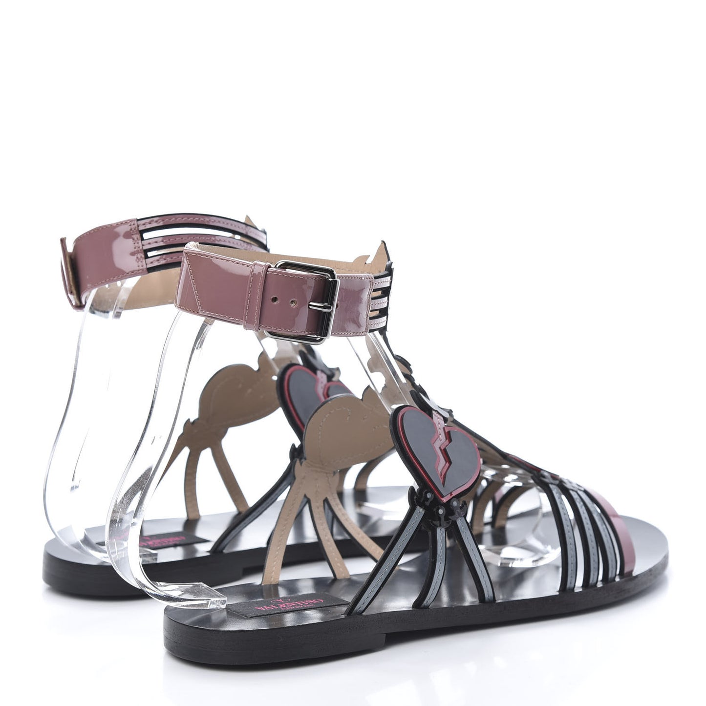 Nappa Loveblade Caged Flat Sandals 39 Black