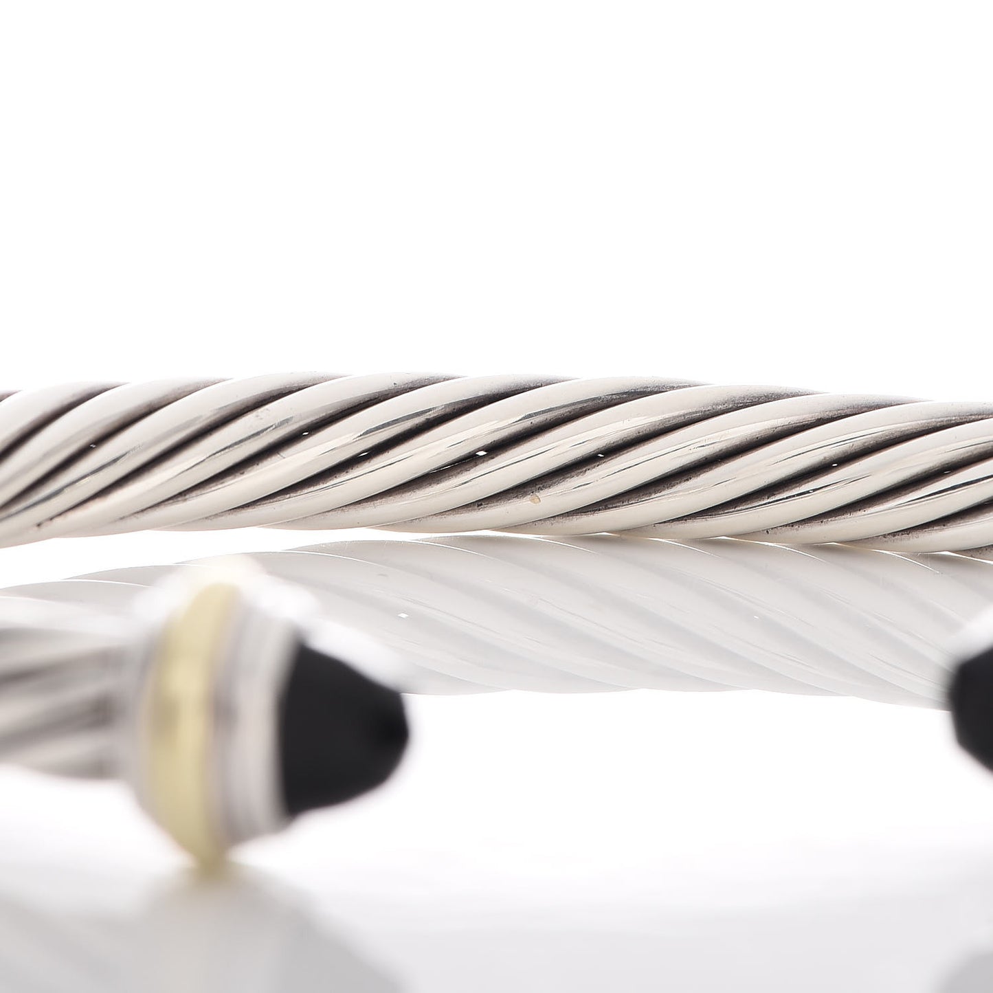 Sterling Silver 14K Yellow Gold Black Onyx 7mm Cable Classics Bracelet