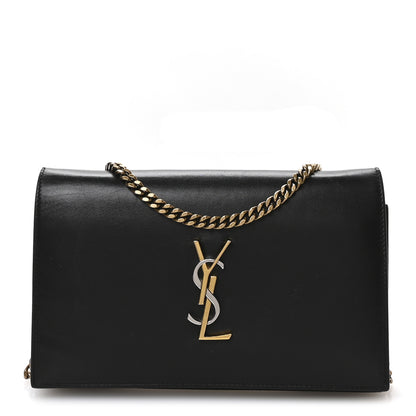 Saint Laurent Smooth Calfskin Tri-Metal Cassandre Wallet On Chain WOC Black 1 of 12