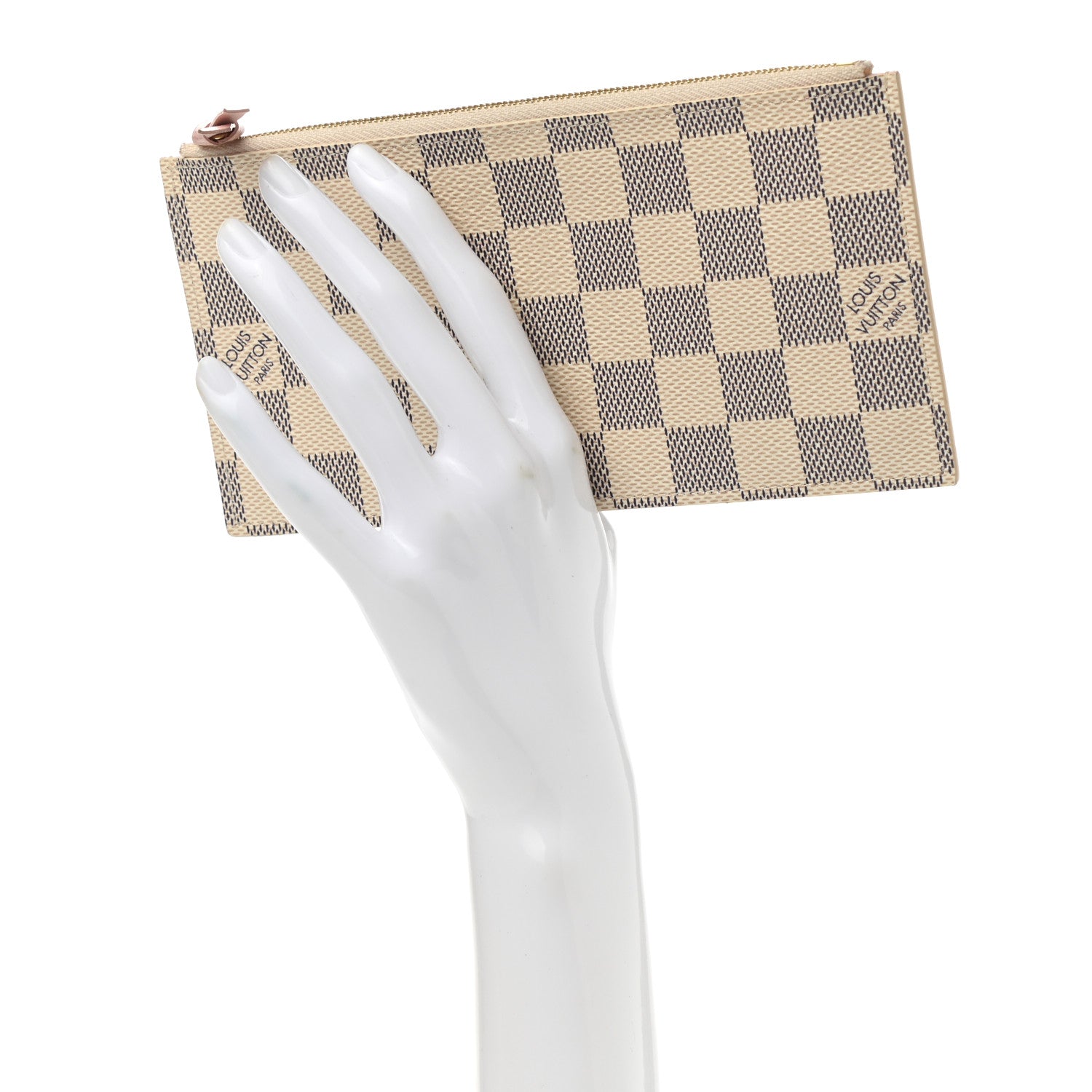 Louis Vuitton Damier Azur Felicie Chain Wallet Zippered Insert Rose Ballerine 2 of 6