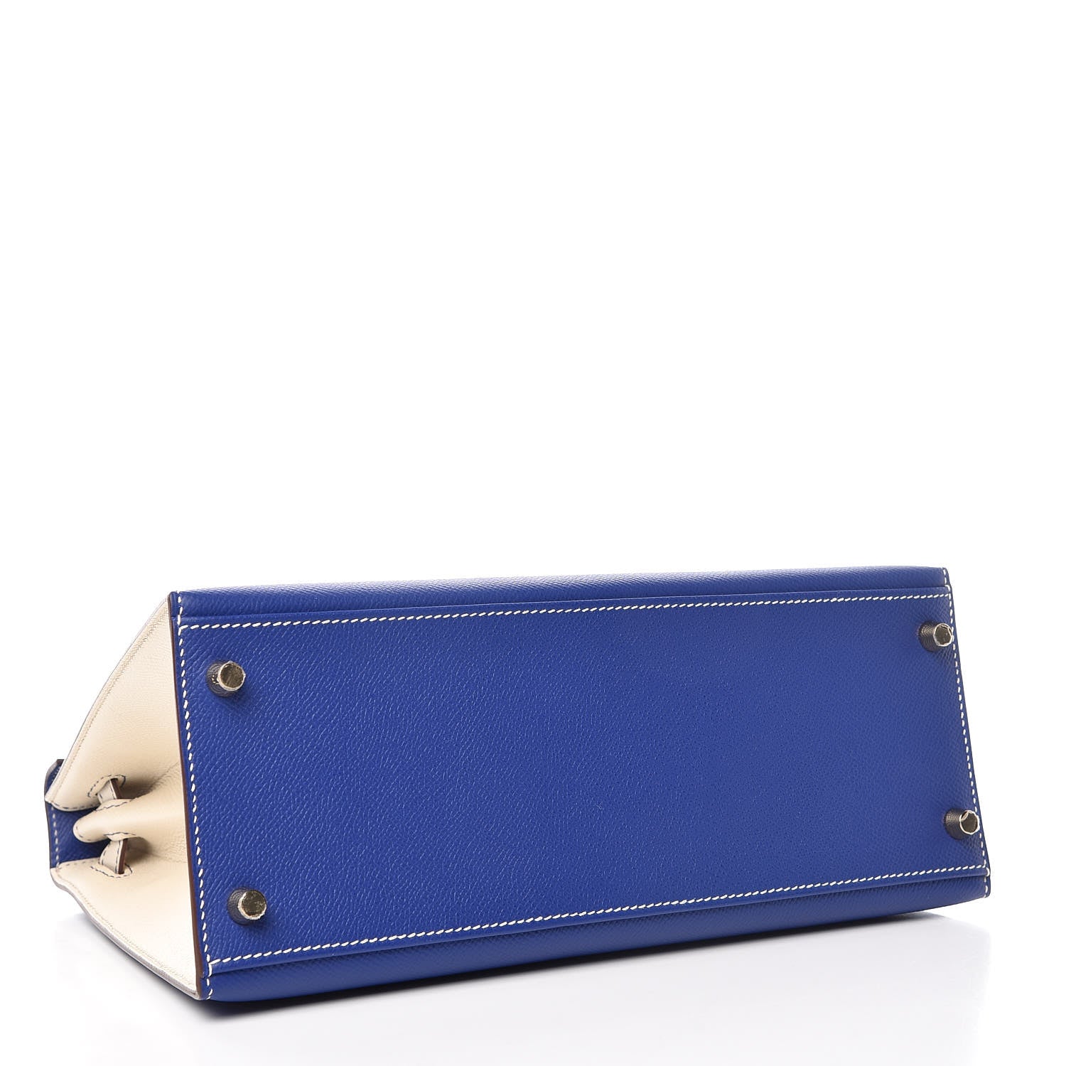 Hermes Epsom Horseshoe Kelly Sellier 28 Bleu Electrique Craie 7 of 35