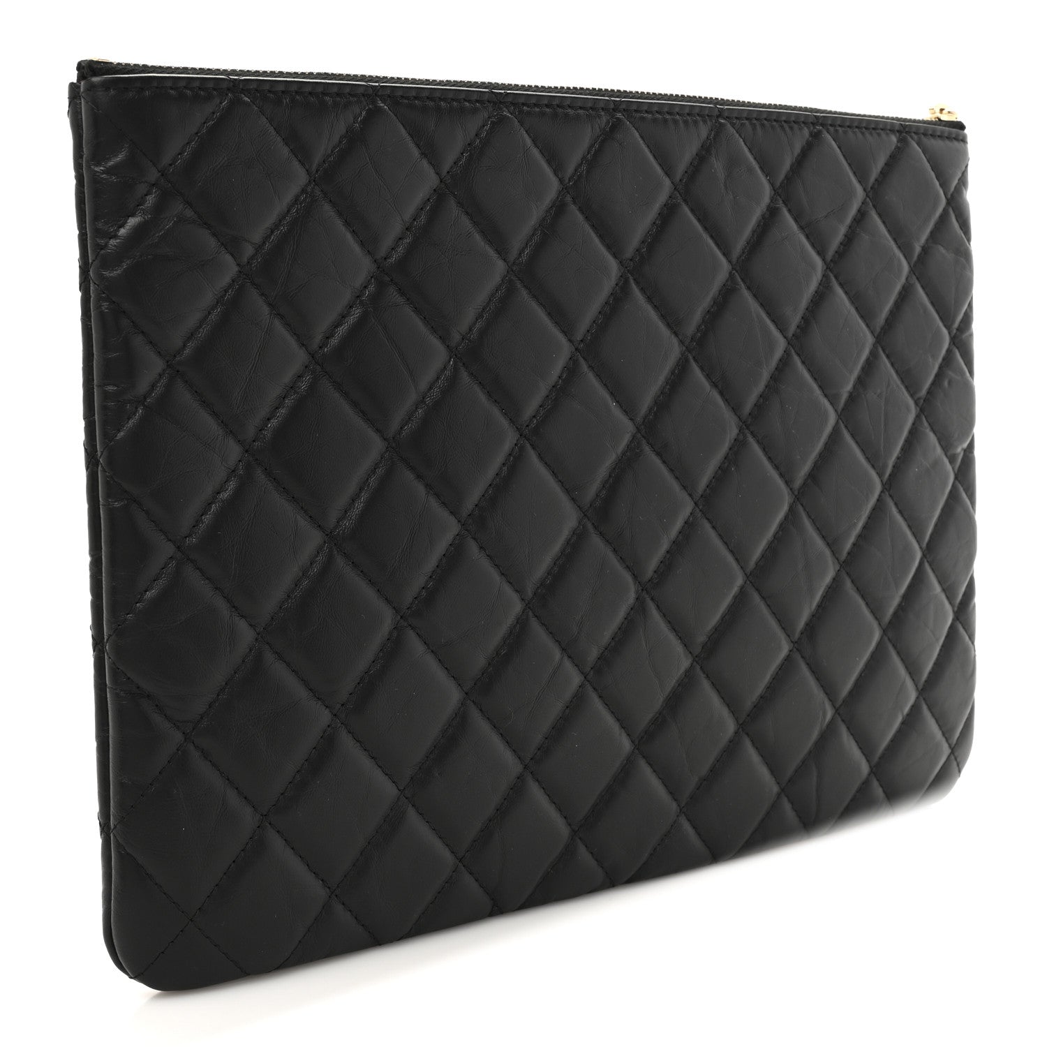 Chanel Aged Calfskin Lucky Charms Quilted Medium Reissue Cosmetic Case Black 3 of 7