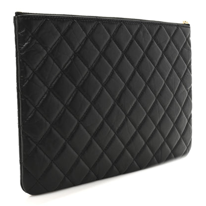 Chanel Aged Calfskin Lucky Charms Quilted Medium Reissue Cosmetic Case Black 3 of 7