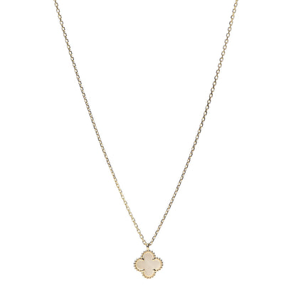 Van Cleef & Arpels 18K Yellow Gold Mother of Pearl Sweet Alhambra Pendant Necklace 1 of 7