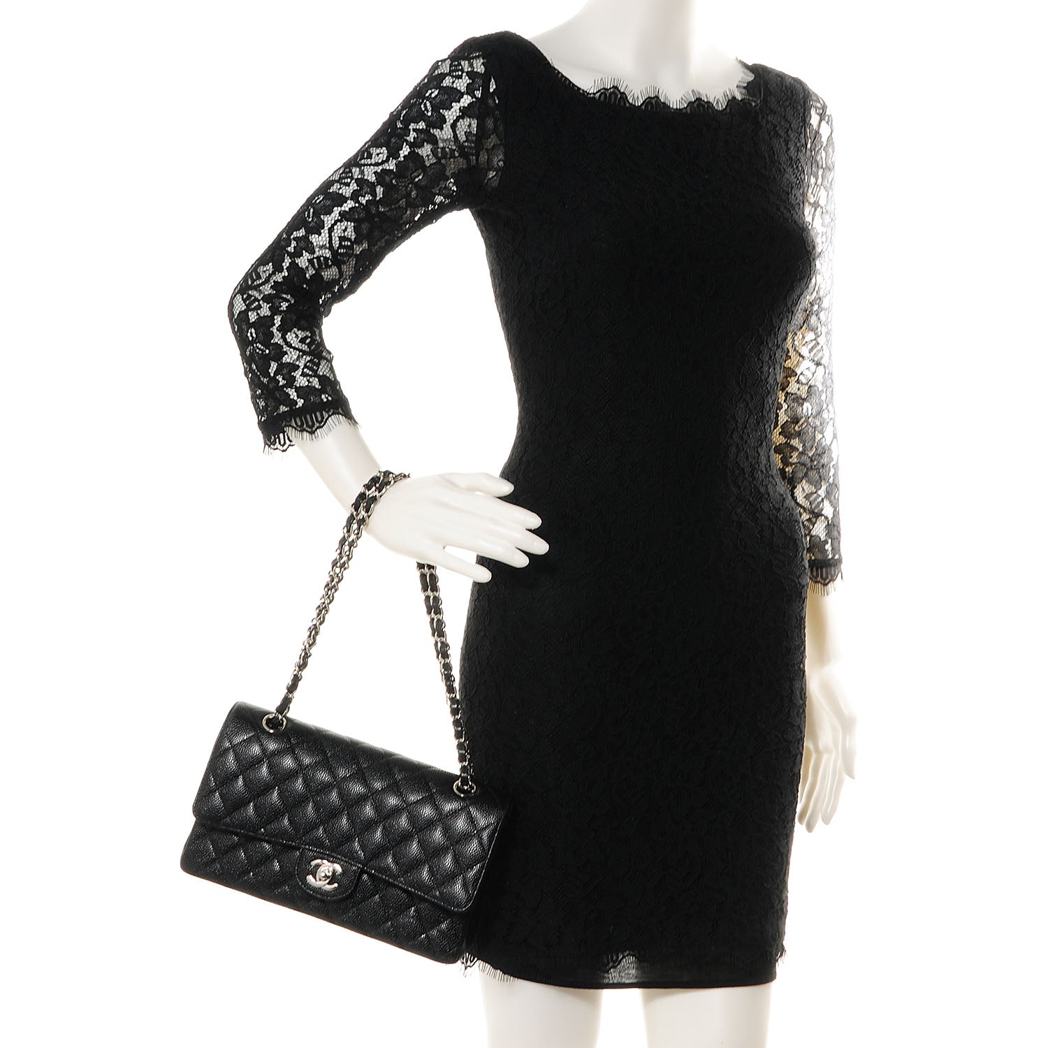 Chanel Caviar Quilted Medium Double Flap Black 2 of 7