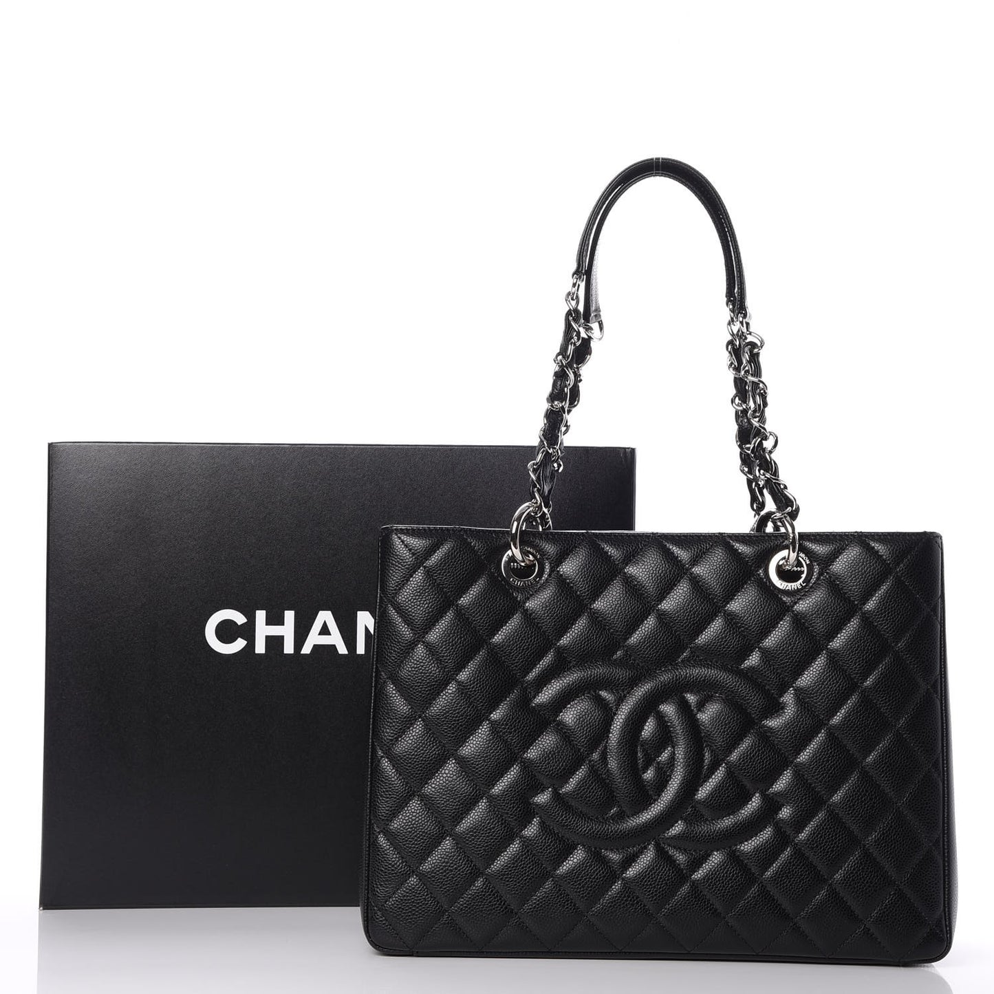 Caviar Quilted Grand Shopping Tote GST Black