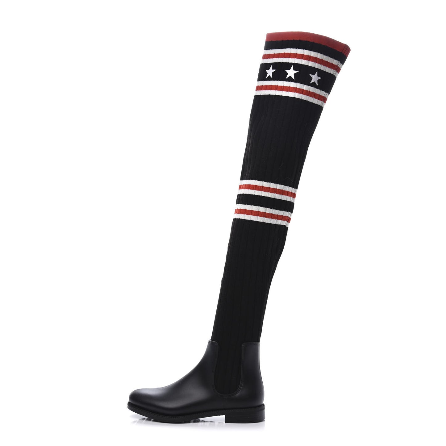 Knit Rubber Storm Over The Knee Boots 36 Black