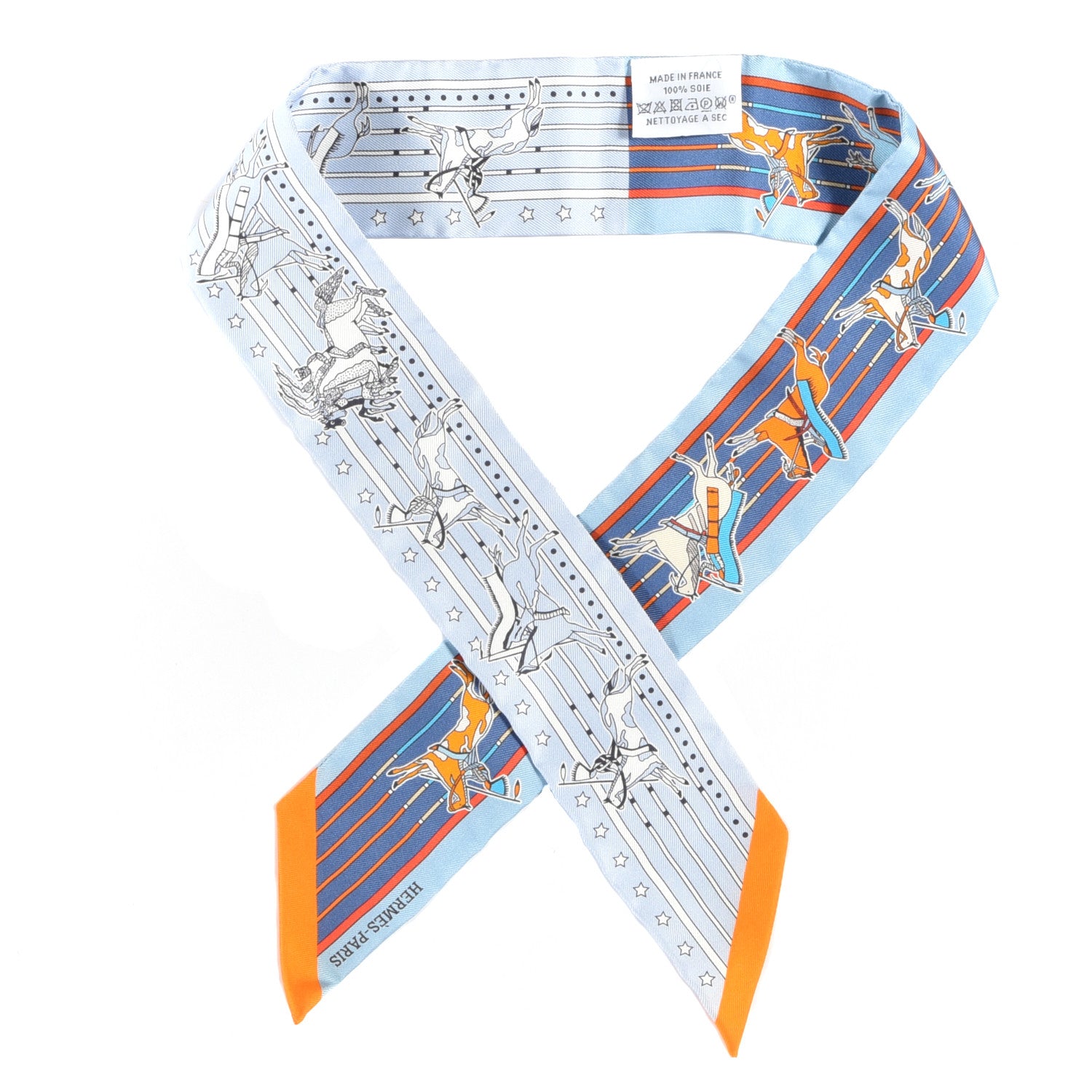 Hermes Silk Pani La Shar Pawnee Twilly Ciel Orange White 1 of 4