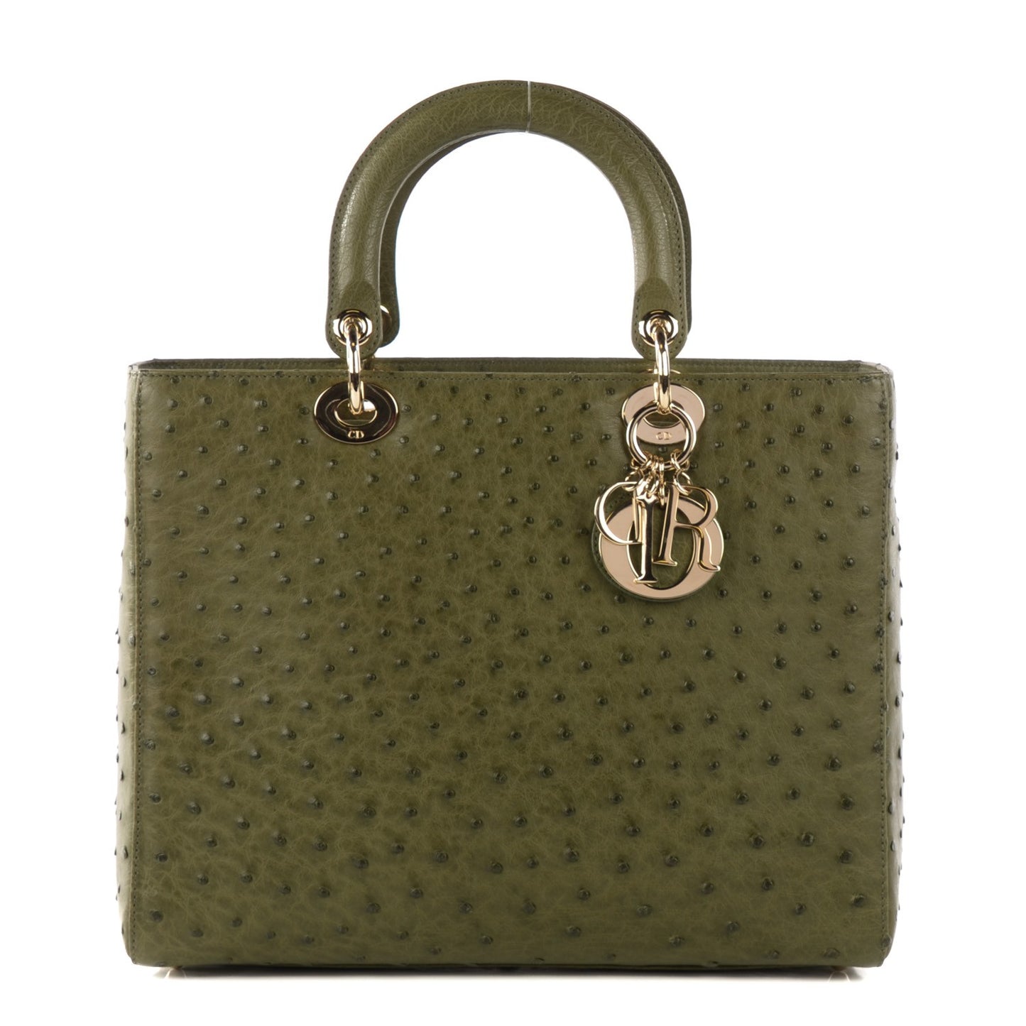 Ostrich Large Lady Dior Green