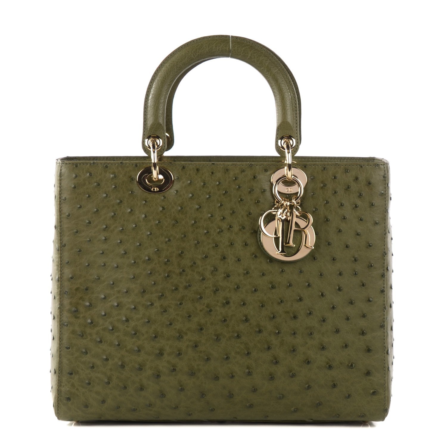 Christian Dior Ostrich Large Lady Dior Green 1 of 7