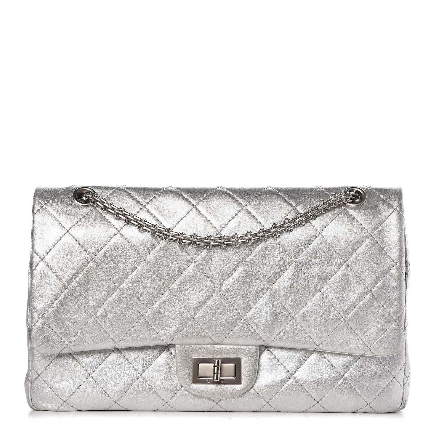 Metallic Lambskin Quilted 2.55 Reissue 227 Flap Silver