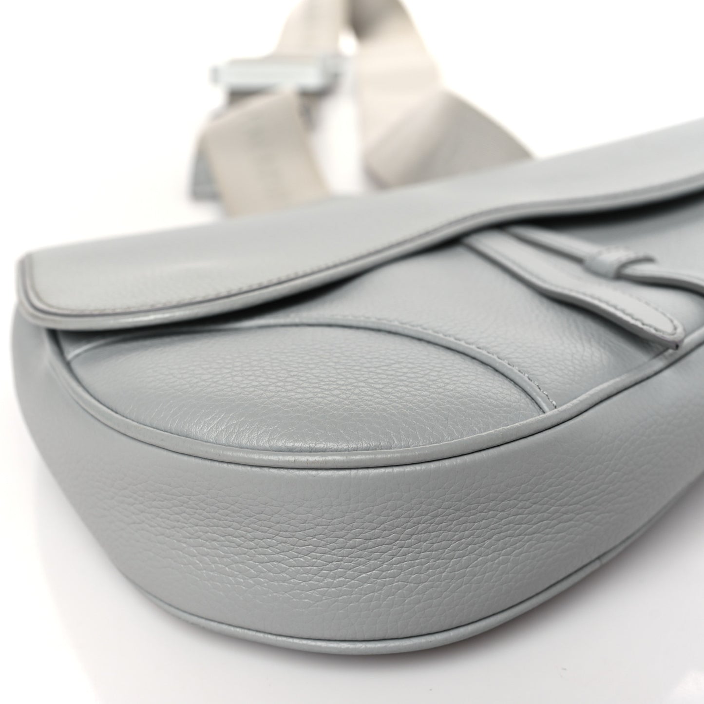 Grained Calfskin Kim Jones Saddle Bag Light Grey