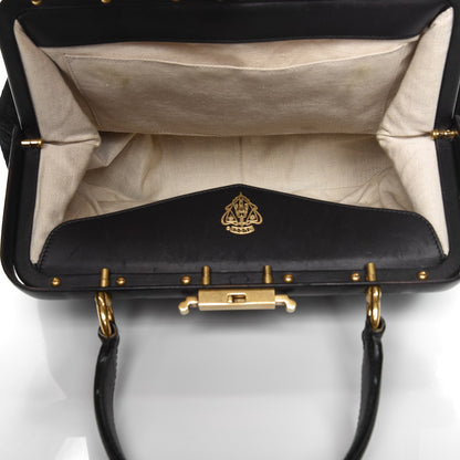 Gucci Nubuck Brocade Medium Lady Stirrup Top Handle Black 5 of 17