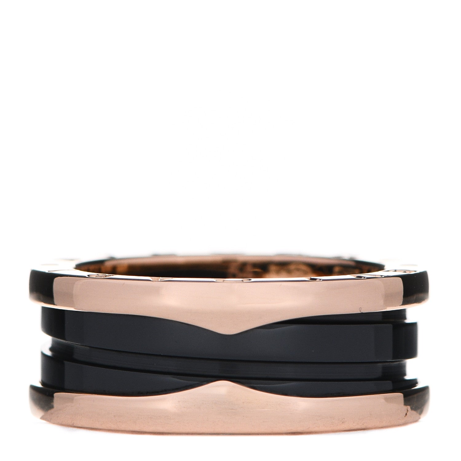 Bulgari 18K Rose Gold Black Ceramic B.Zero1 Two-Band Ring 54 7 1 of 7