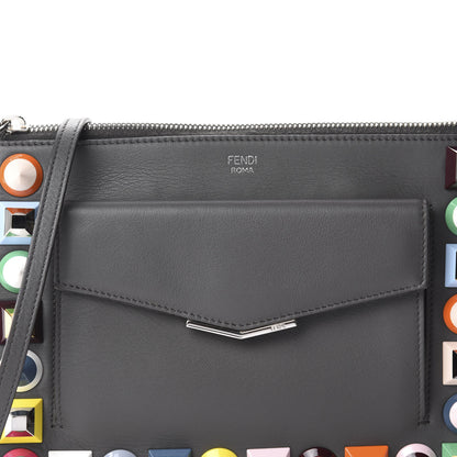 Fendi Vitello Dolce Studded Mini 2Jours Pouch Black Multicolor 10 of 11