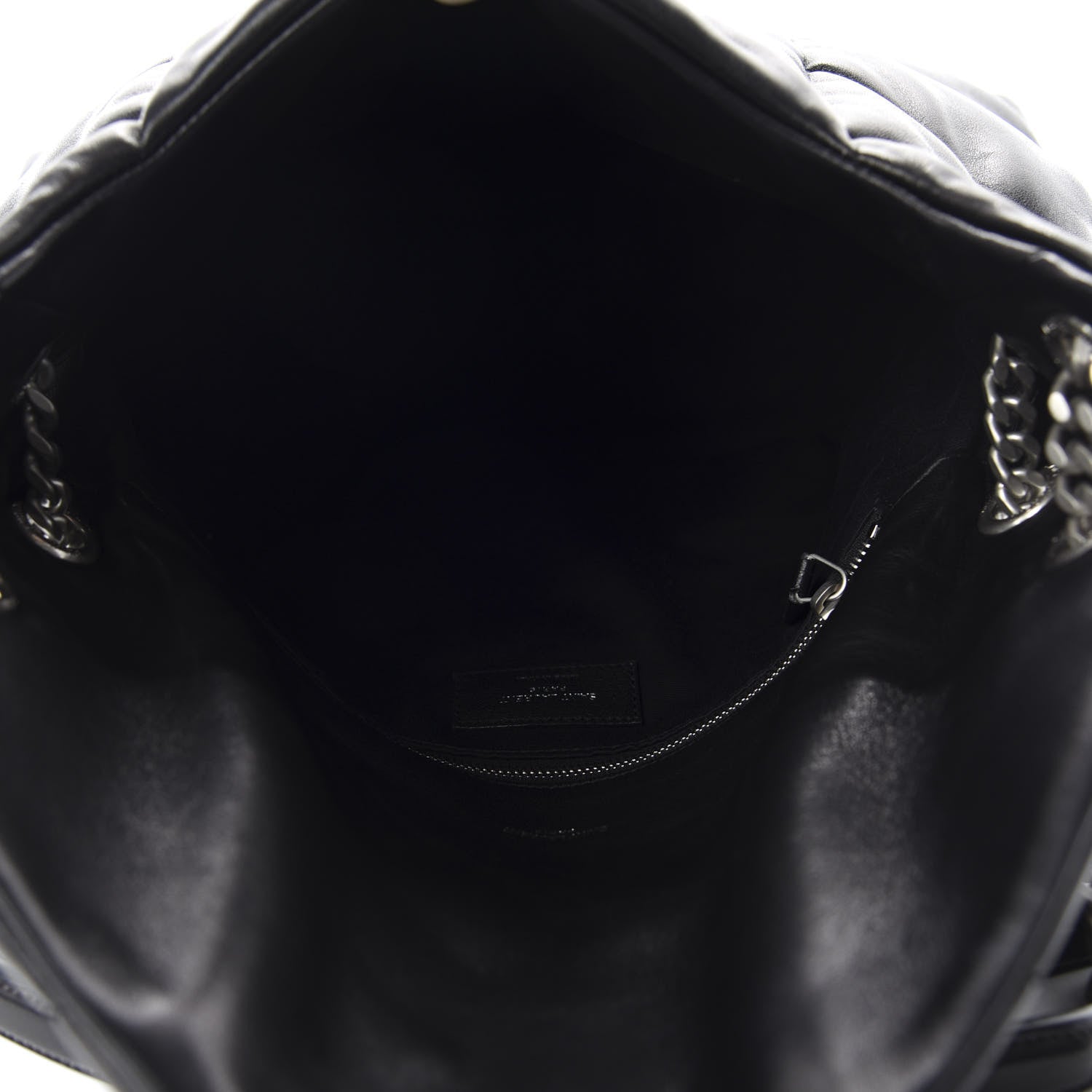 Saint Laurent Lambskin Quilted Medium Loulou Puffer Monogram Chain Satchel Black 5 of 11