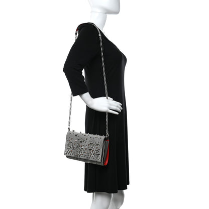 Christian Louboutin Patent Striped Spikes Paloma Clutch Black White 2 of 13