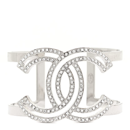 Chanel Metal Crystal CC Cuff Silver 1 of 5