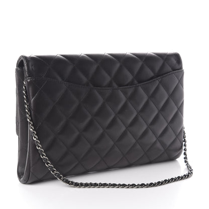 Chanel Lambskin Quilted Clutch With Chain Flap Black 3 of 10