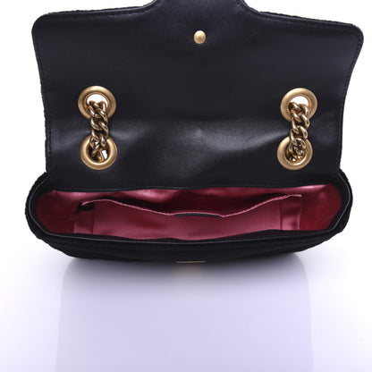 Gucci Velvet Matelasse Mini GG Marmont Shoulder Bag Black 5 of 14
