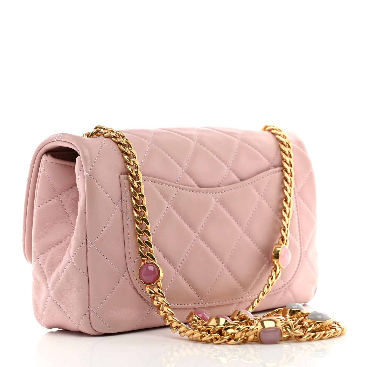 Chanel Lambskin Resin Pearl Quilted Small Flap Pink 3 of 10