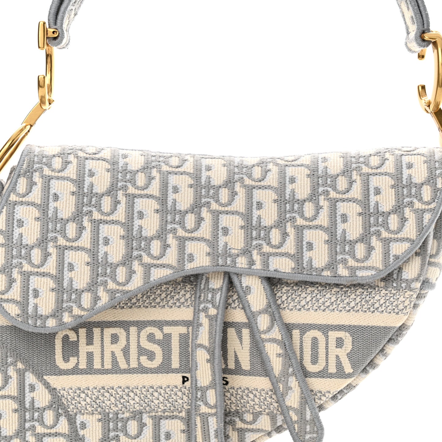 Oblique Embroidered Saddle Bag Gray