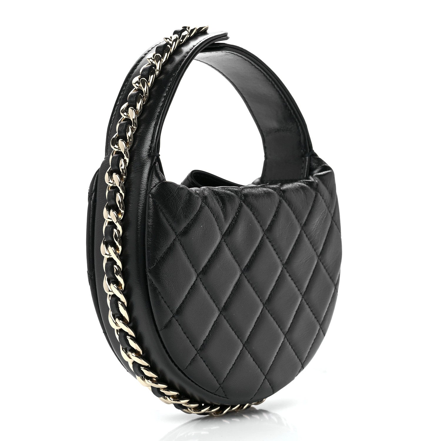 Chanel Lambskin Quilted Chain Around Pouch Black 3 of 11