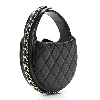 Chanel Lambskin Quilted Chain Around Pouch Black 3 of 11