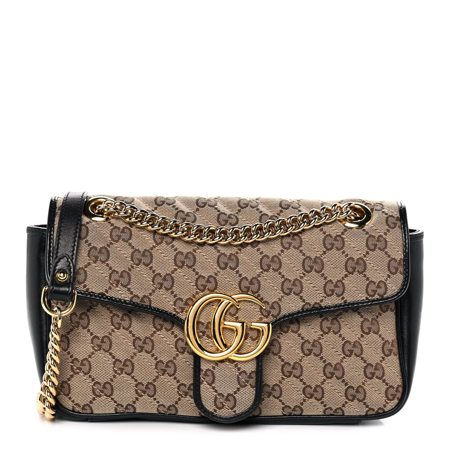 Gucci Monogram Matelasse Diagonal Small GG Marmont Shoulder Bag Beige Black 1 of 14