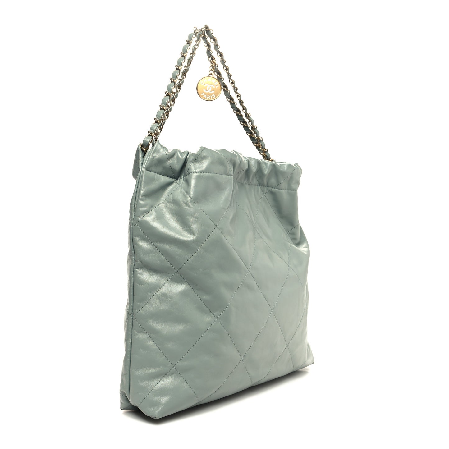 Shiny Calfskin Quilted Chanel 22 Grey