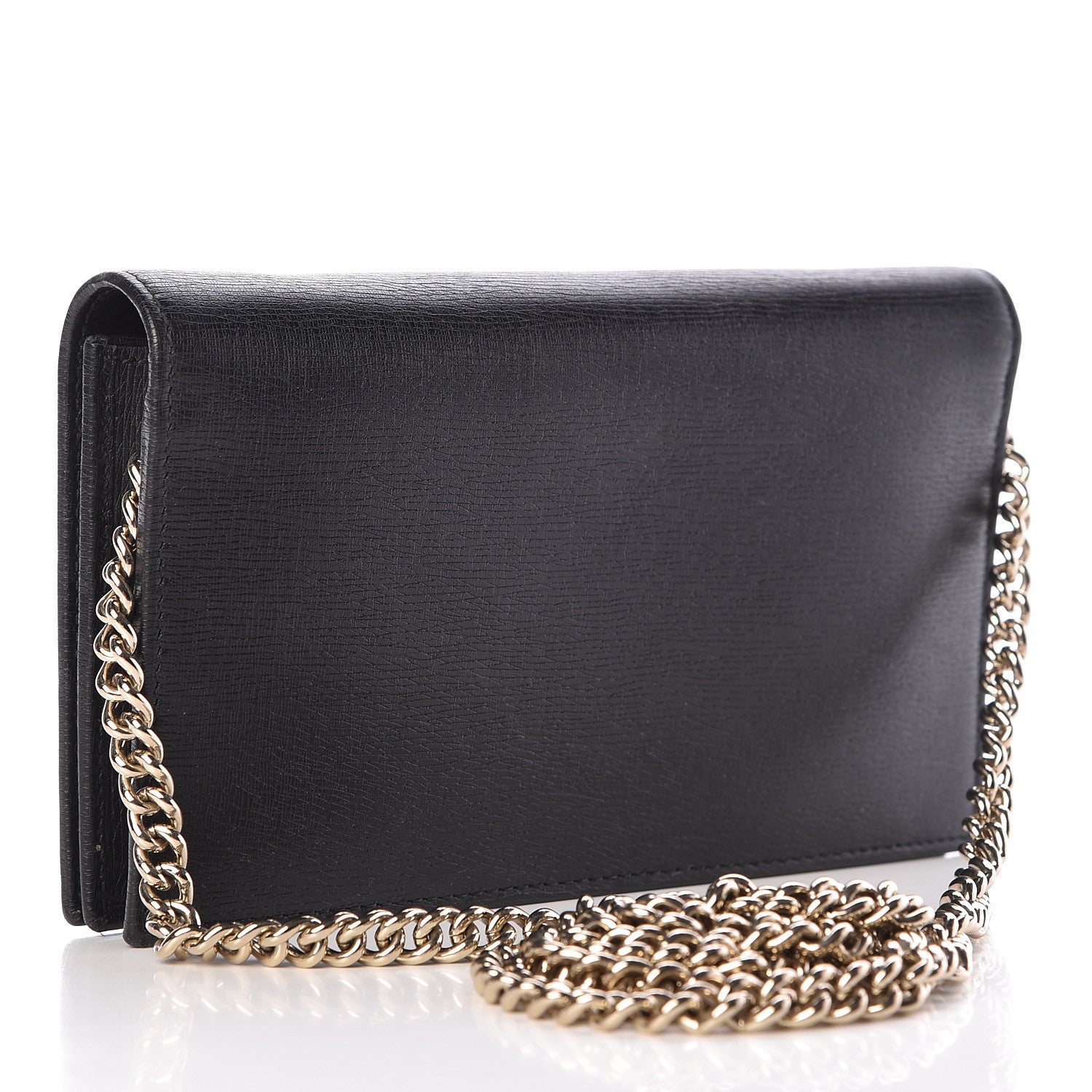 Gucci Textured Calfskin Medium Betty Chain Wallet Black 3 of 11