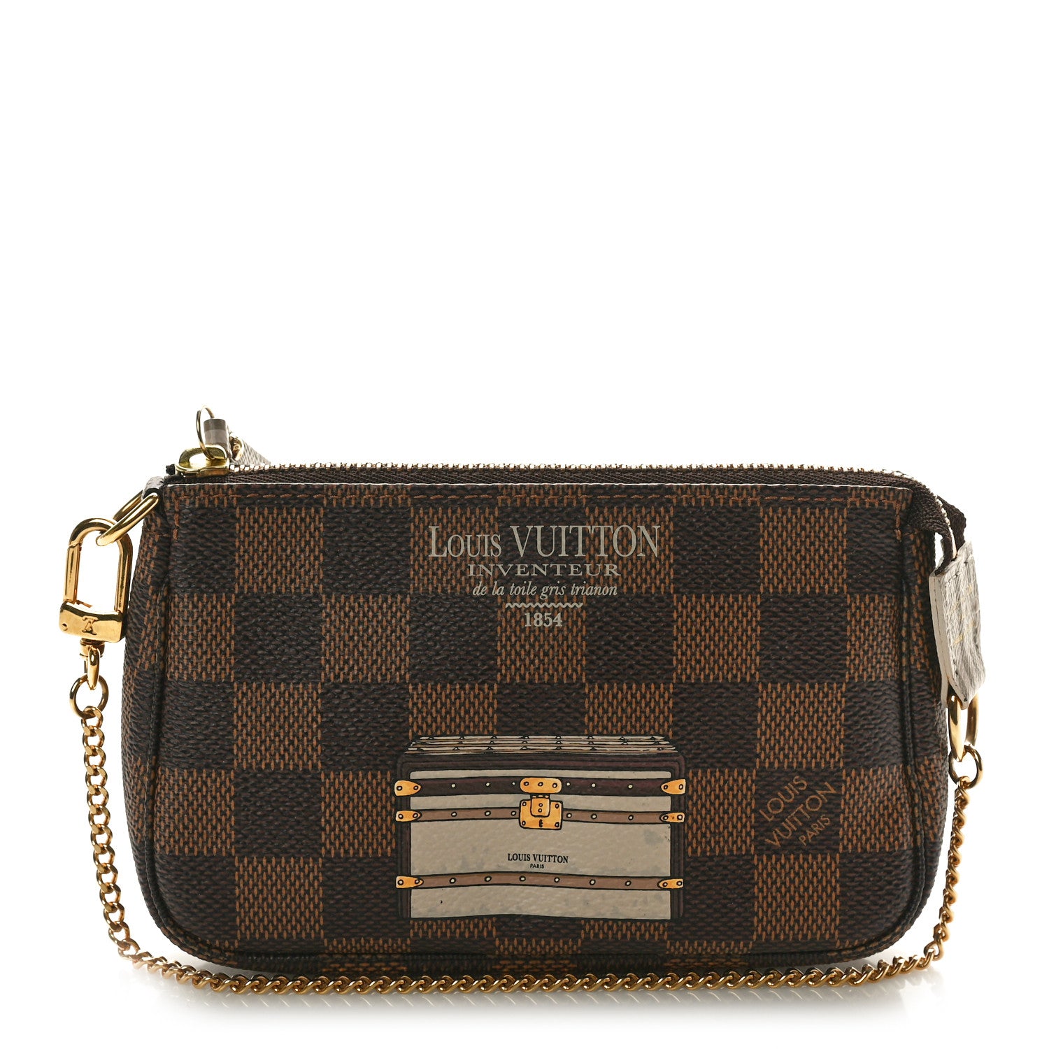Louis Vuitton Damier Ebene Trunks and Locks Mini Pochette Accessories 1 of 10
