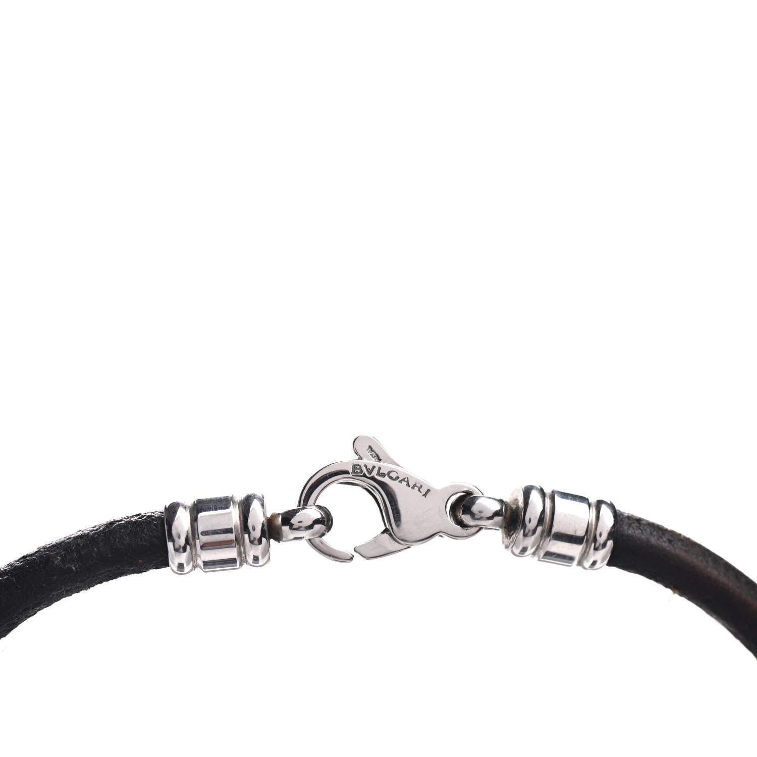 Bulgari 18K White Gold Stainless Steel Optical Pendant Cord Necklace 3 of 3
