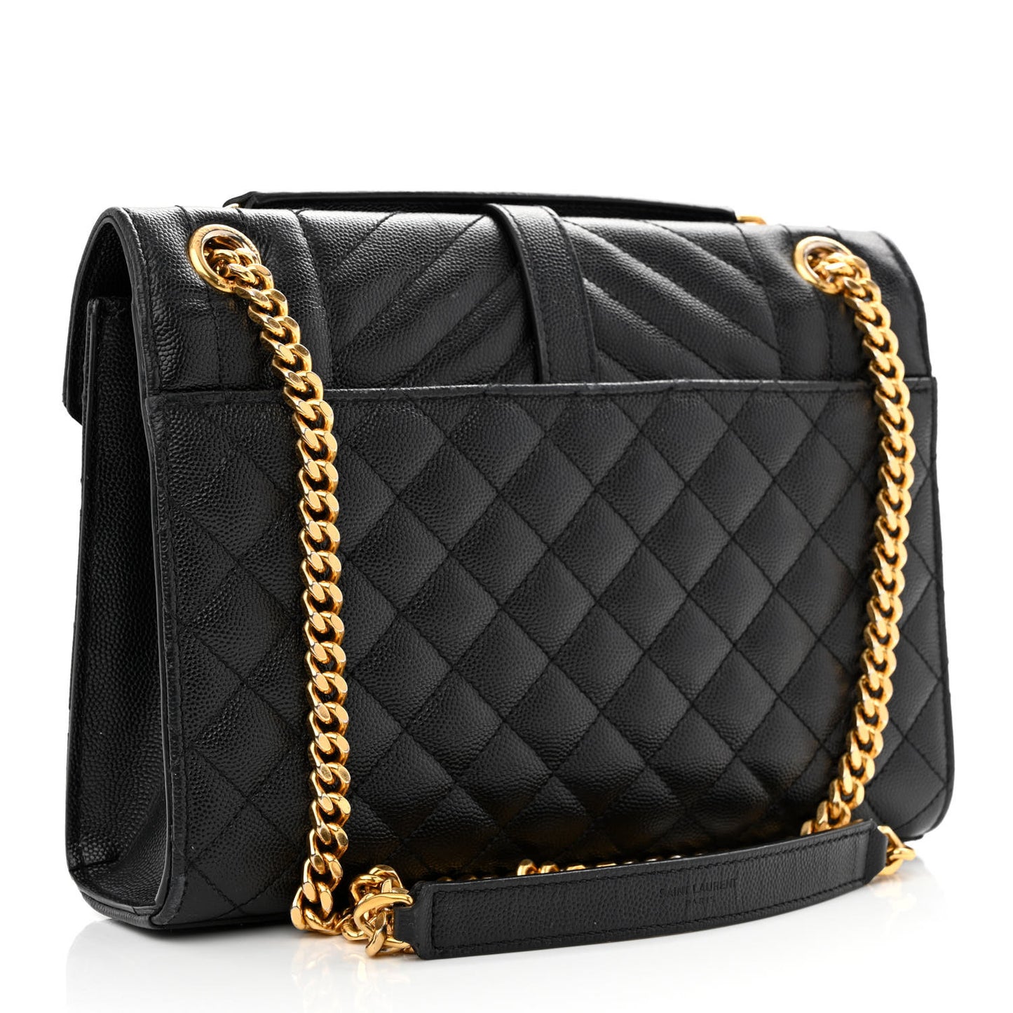 Grain De Poudre Textured Mixed Matelasse Triquilt Medium Monogram Satchel Black